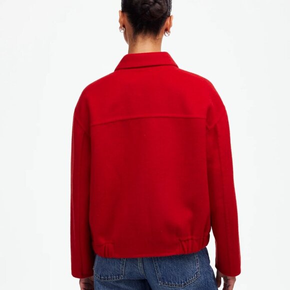NWT Madewell Double-Faced Rounded-Sleeve Wool Blend Red Cherry Coat Jacket Med - Picture 3 of 16